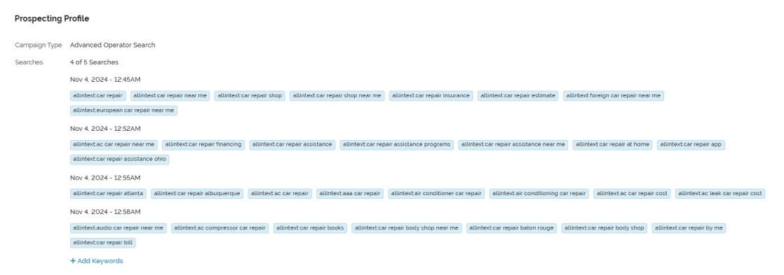 Prospecting Profile Advanced Oeprator Search+