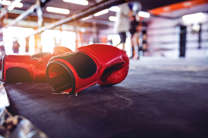 Muay Thai workout - boxing gloves close up