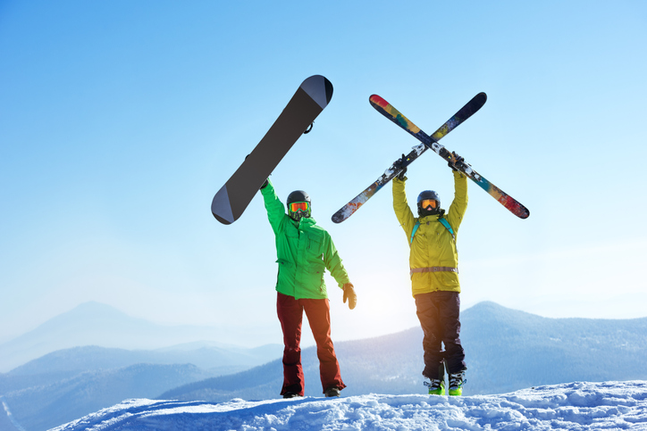 Skier and snowboarder