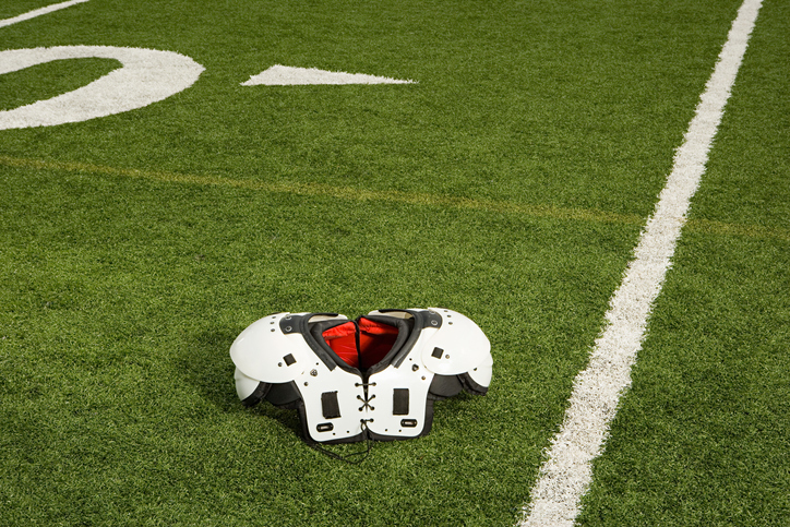 Shoulder pads on football field