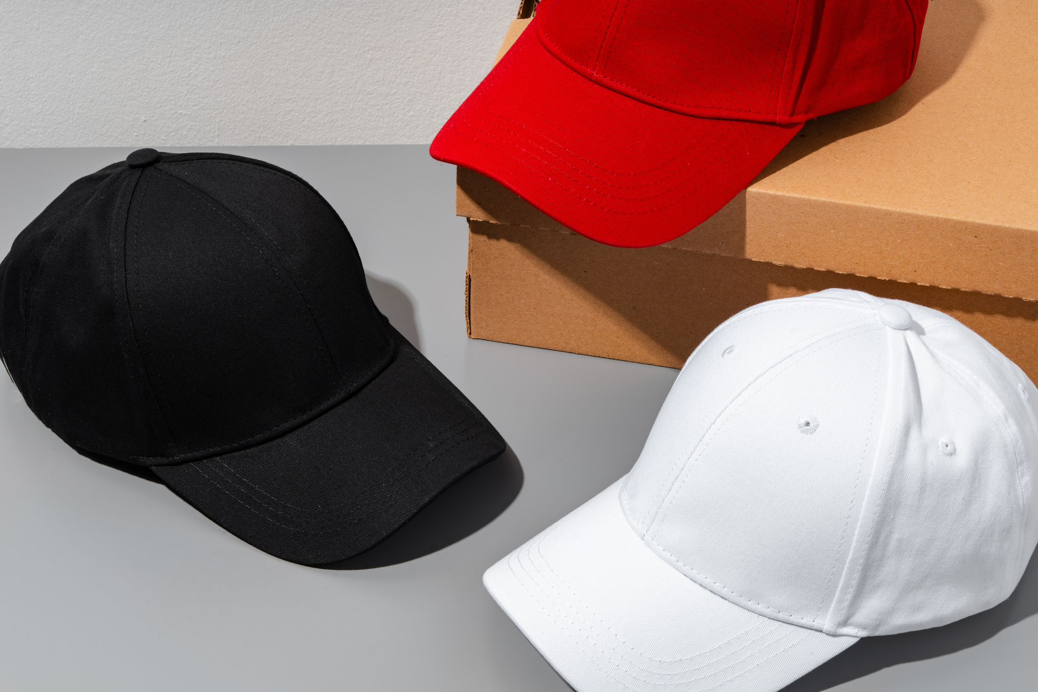 Baseball cap on gray background studio shot